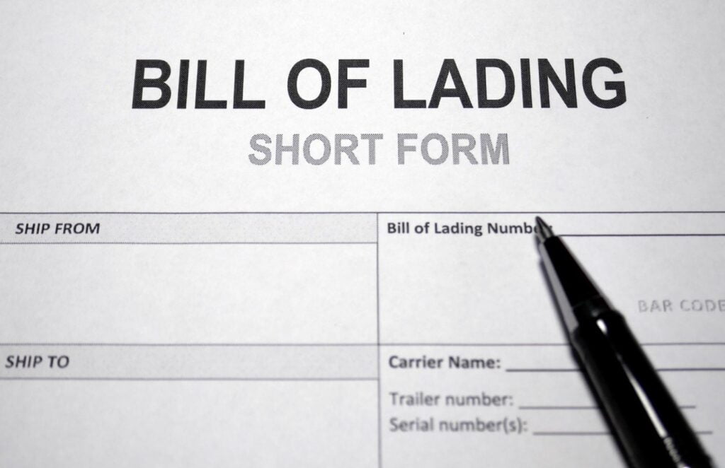 Empty Bill of Lading Form