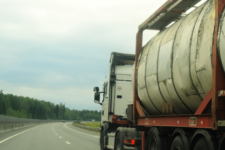 Hazmat Transport Truck on the road